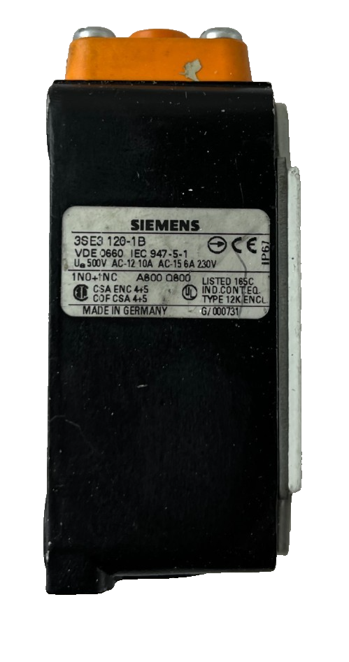 Siemens 3SE3 120-1B Limit Switch 1NO+1NC 10A 500V IP67 Industrial Used Spare