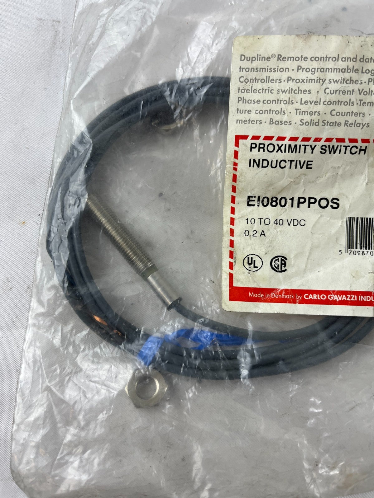 Carlo Gavazzi EI0801PPOS Inductive Proximity Switch 10–40 VDC 0.2A New NOS