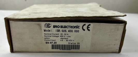 ERO Electronic ISR.025.400.000 Solid State Relay 25–52A 400Vac 4.5–35VDC New