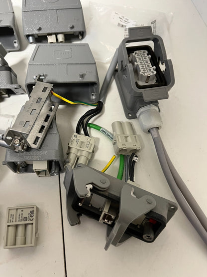 Harting Han Heavy Duty Connector Lot Enclosures Inserts Cable Hoods Used Bundle