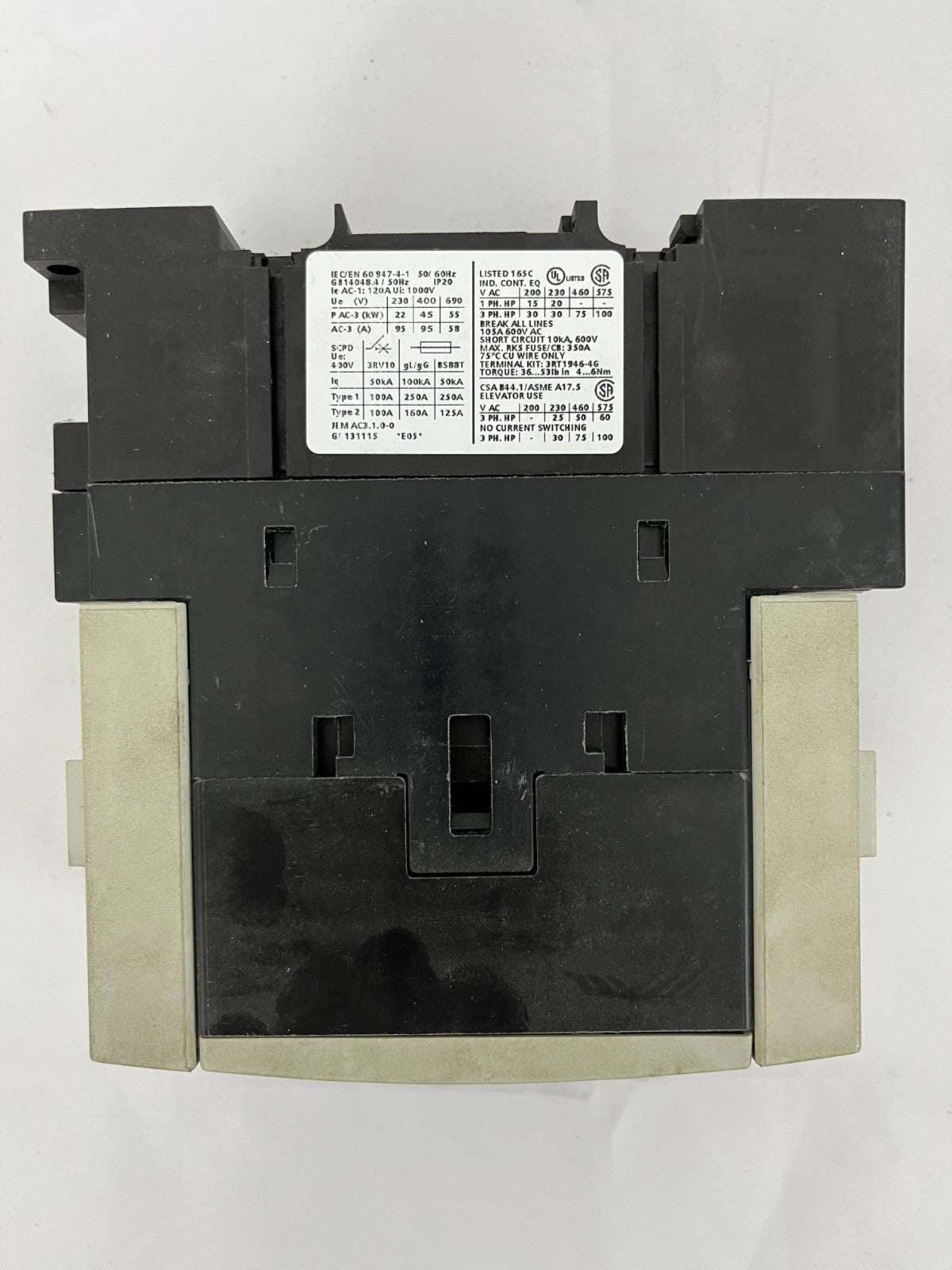 Siemens 3RT1046-1AP00 SIRIUS Power Contactor 3-Pole 95A 230V AC 45kW - Used Good