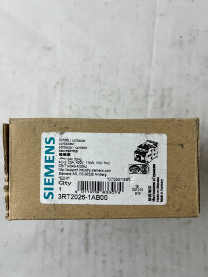 Siemens 3RT2026-1AB00 SIRIUS Contactor 11kW 24VAC Coil New In Box