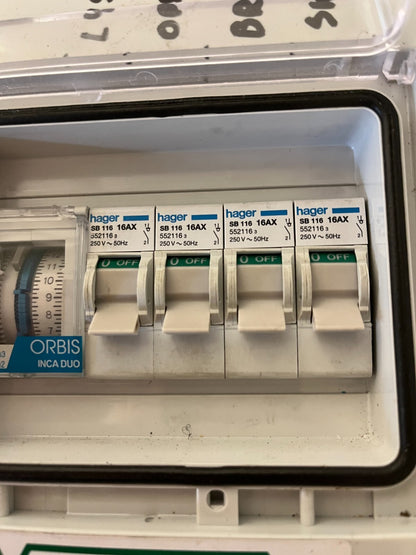 Hager ORBIS INCADUO Timer Switch & Distribution Box - Used Condition Spare Parts