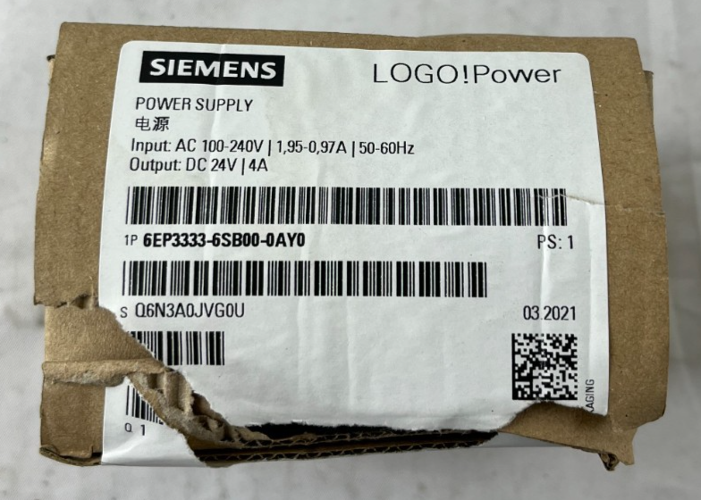 Siemens 6EP3333-6SB00-0AY0 LOGO! Power Supply 24V DC 4A New (Box Damaged)