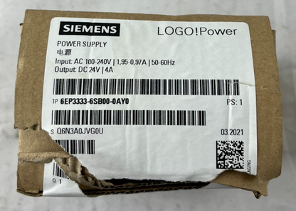 Siemens 6EP3333-6SB00-0AY0 LOGO! Power Supply 24V DC 4A New (Box Damaged)