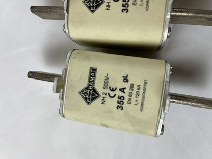 Damat NH2 355A 500V GL GG Fuses Lot Of 3 Used EBamat Spare Units