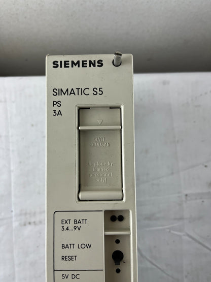 Siemens SIMATIC S5 PS 3A Power Supply 6ES5951-7LB14, 115/230V AC, 5 VDC 3A, Used
