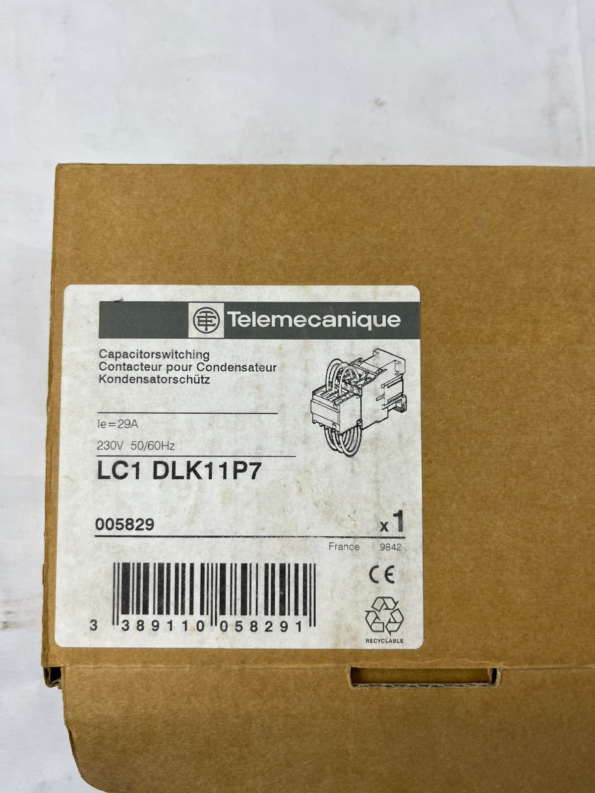 Telemecanique LC1DLK11P7 Capacitor Switching Contactor 29A 230V 50/60Hz New NOS