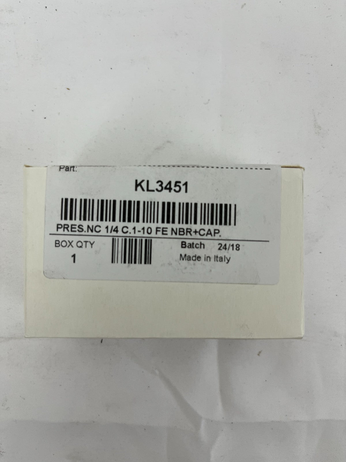 KL3451 Pressure Switch 1/4" 1-10 Bar NC NBR+Cap Made in Italy New Unused