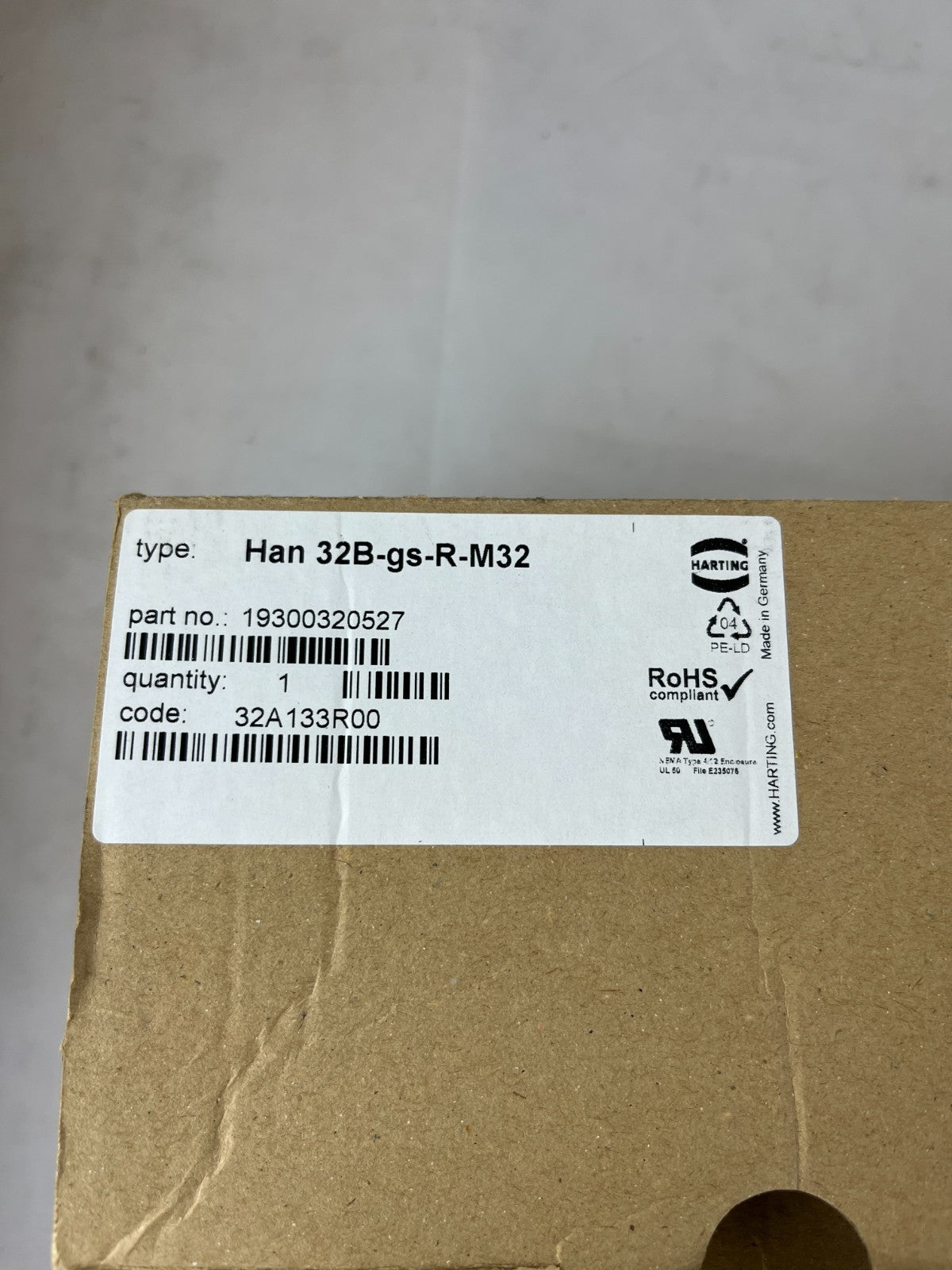 Harting Han 32B-gs-R-M32 Hood Housing M32 Cable Entry New Spare Unit