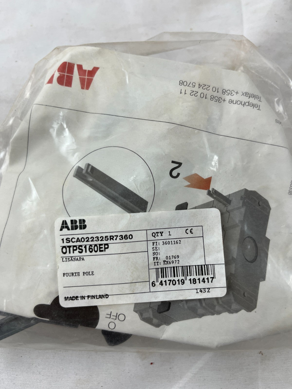 ABB OTPS160EP Four Pole Shaft Extension Kit 1SCA022325R7360 New Spare Unit