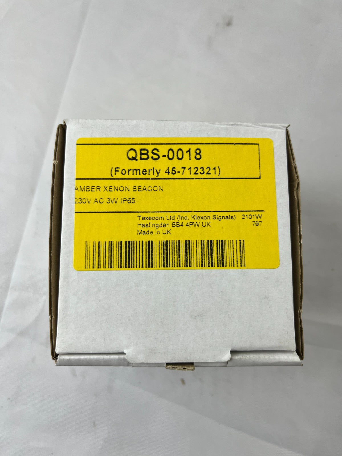 Klaxon QBS‑0018 Flashguard Amber Xenon Beacon 230V AC 3W IP65 Surface Mount New
