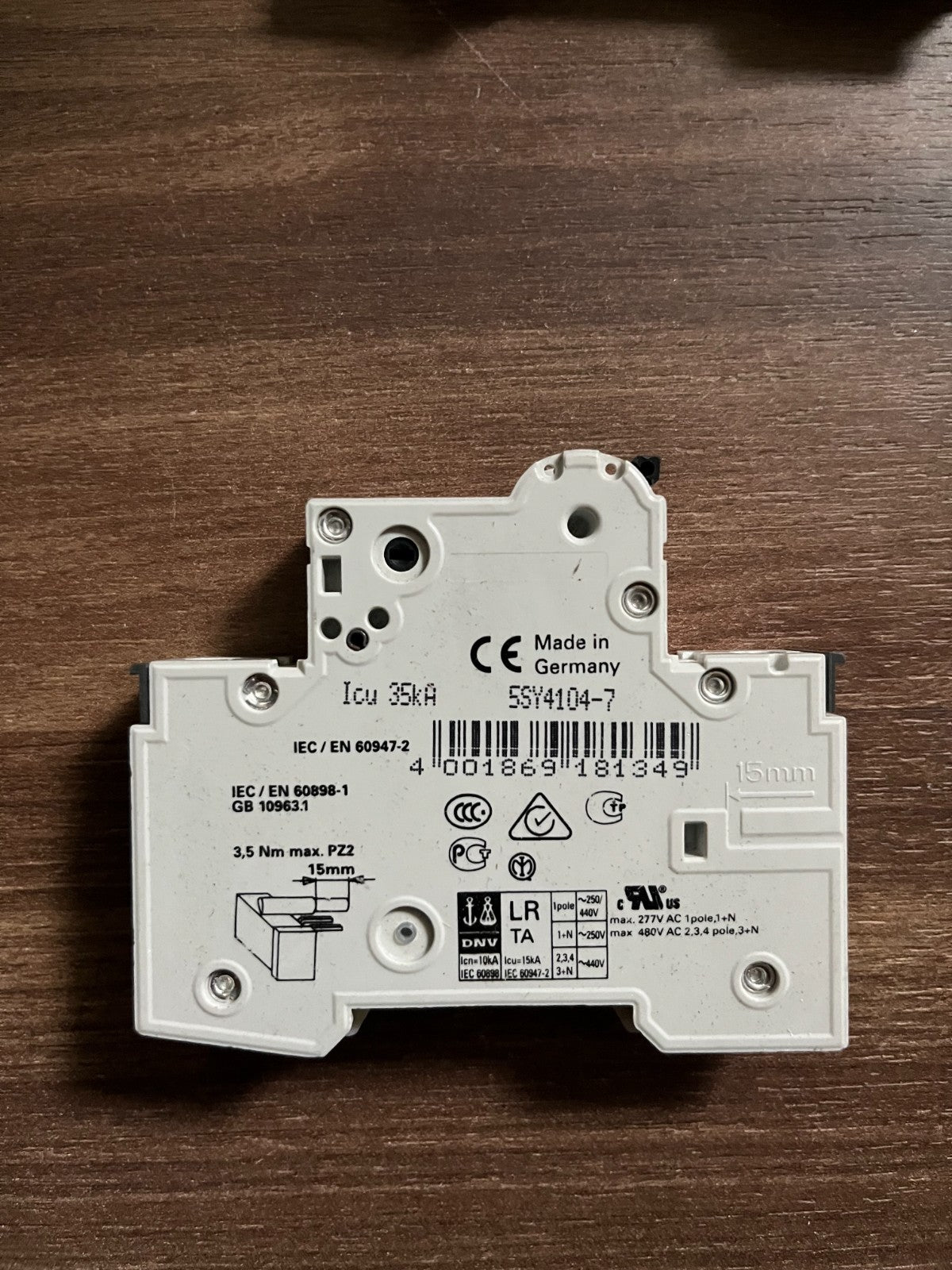 Siemens 5SY4104-7 MCB C4 4A Miniature Circuit Breaker Bundle of 2 Used Germany