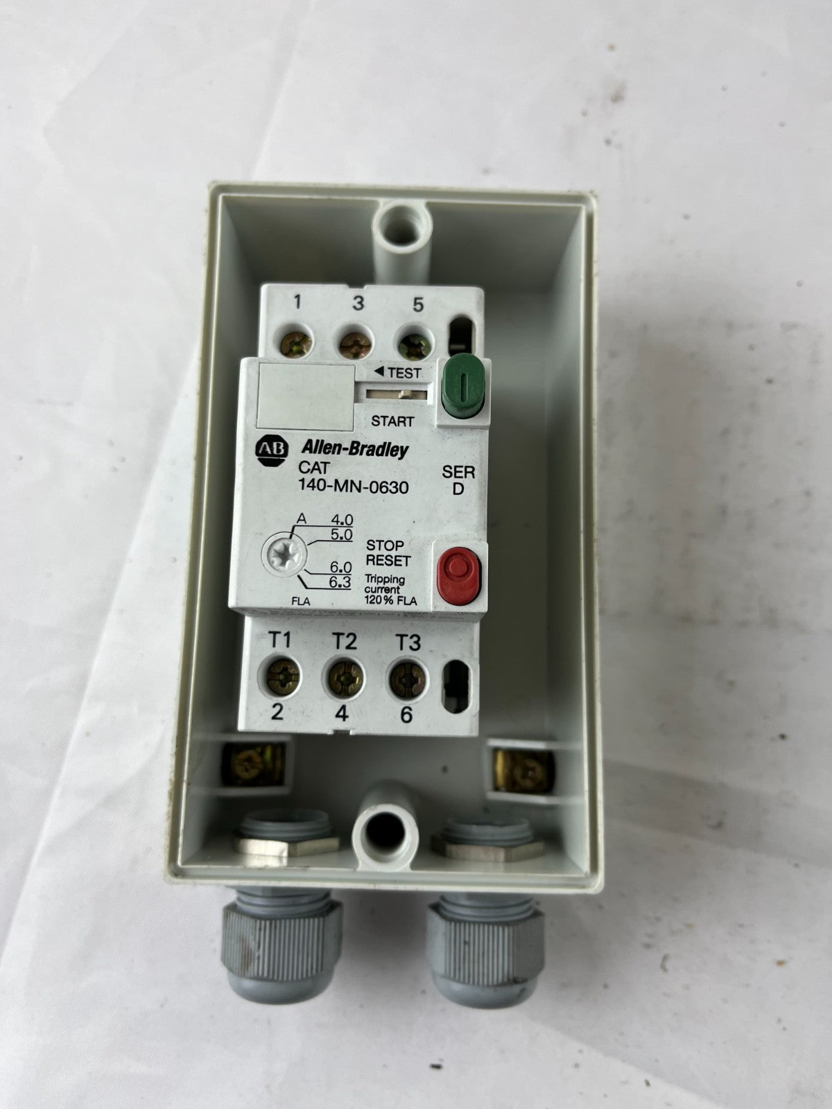 Allen-Bradley 140-MN-0630 Manual Motor Starter 4–6.3A 3-Pole in Enclosure Used