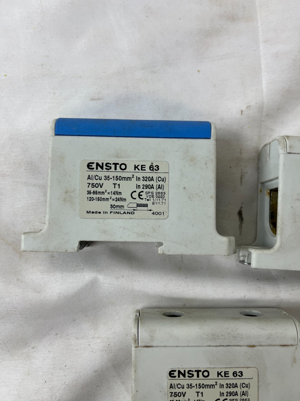Ensto KE63 Fuse Switch Disconnectors 320A 750V Al/Cu Terminal Lot of 3x Spares
