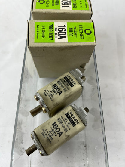Lindner Vollschutz NH00 Fuse 160A 500V 7999.1607 Corrosion Resistant Lot of 5x