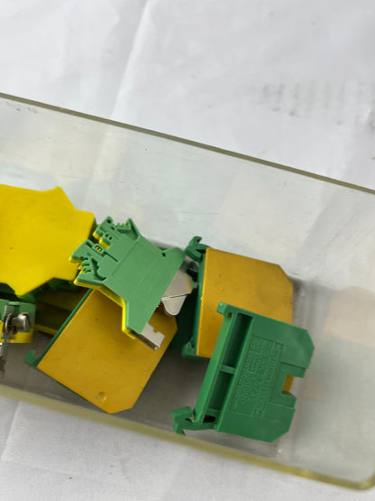 Ground Terminal Block Lot Phoenix Contact USLKG 16N Used Yellow Green PE Earth