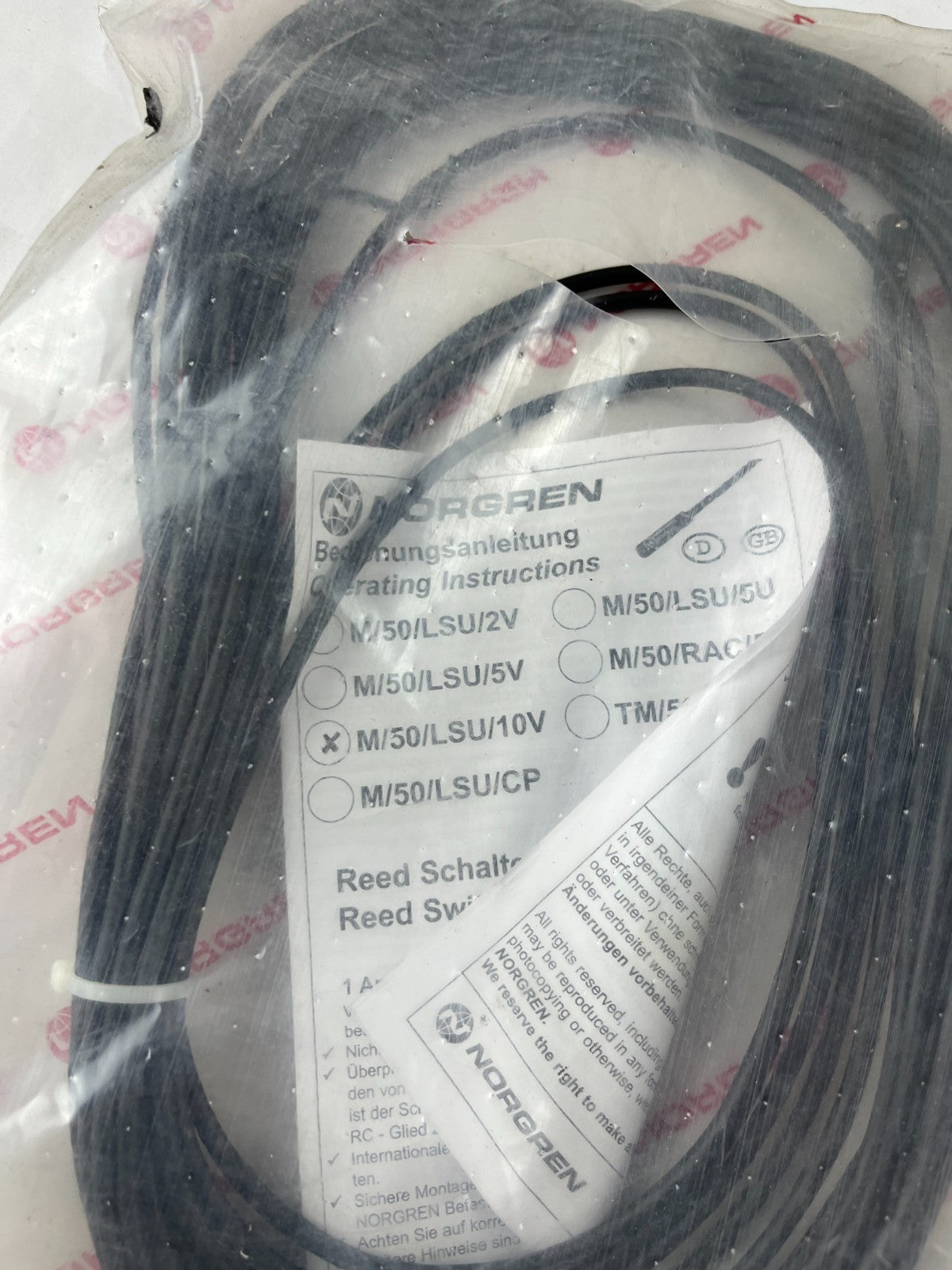 Norgren M/50/LSU/10V Magnetic Reed Switch 10m Cable For Pneumatic Cylinders New