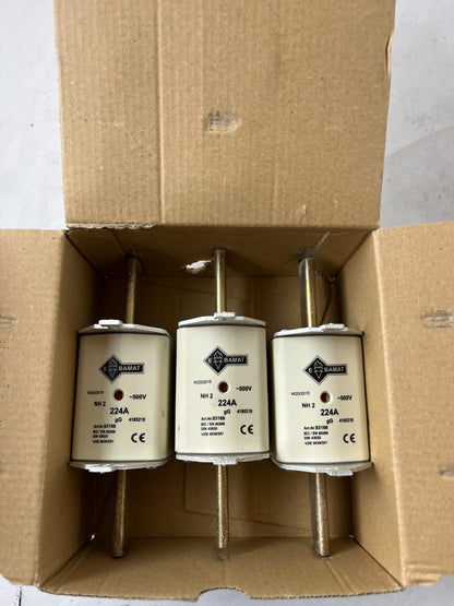 NH2 Fuse 224A 500V gG Bals Bamat 93166 3pcs New In Box Spares