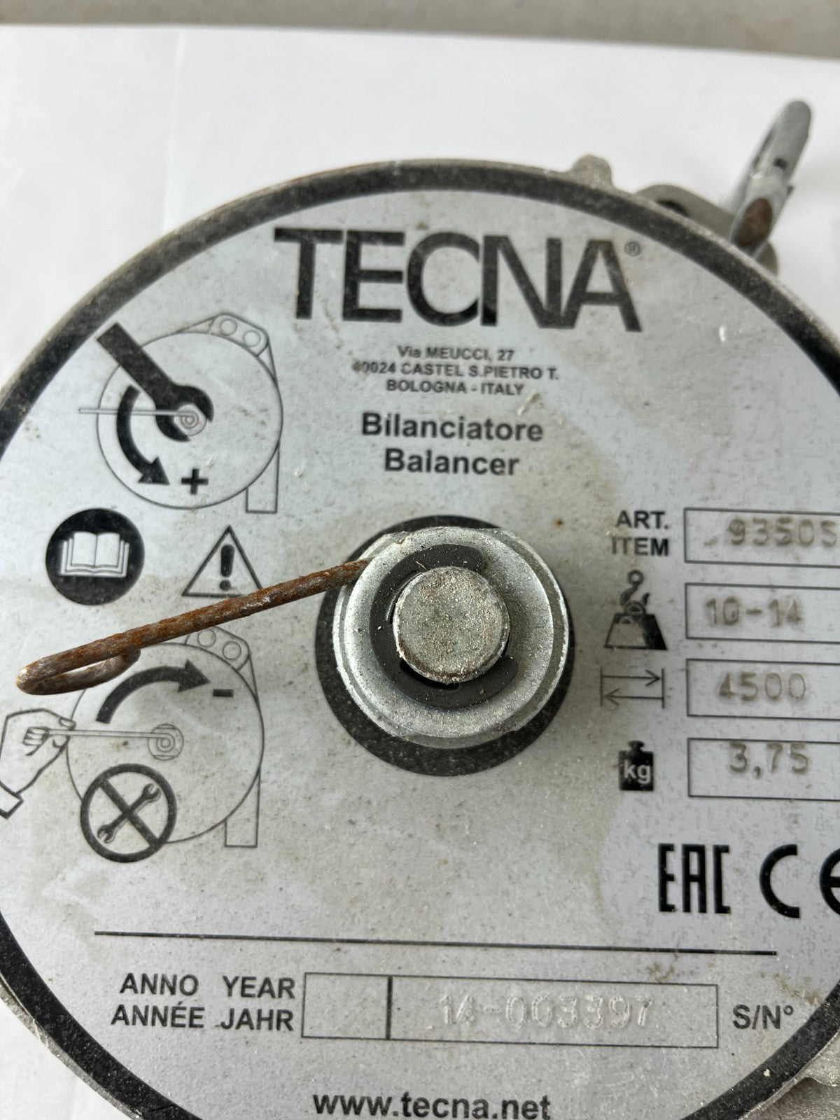Tecna 9350S Tool Balancer 10–14 kg 4500 mm Spring Retractor Used Spare Unit