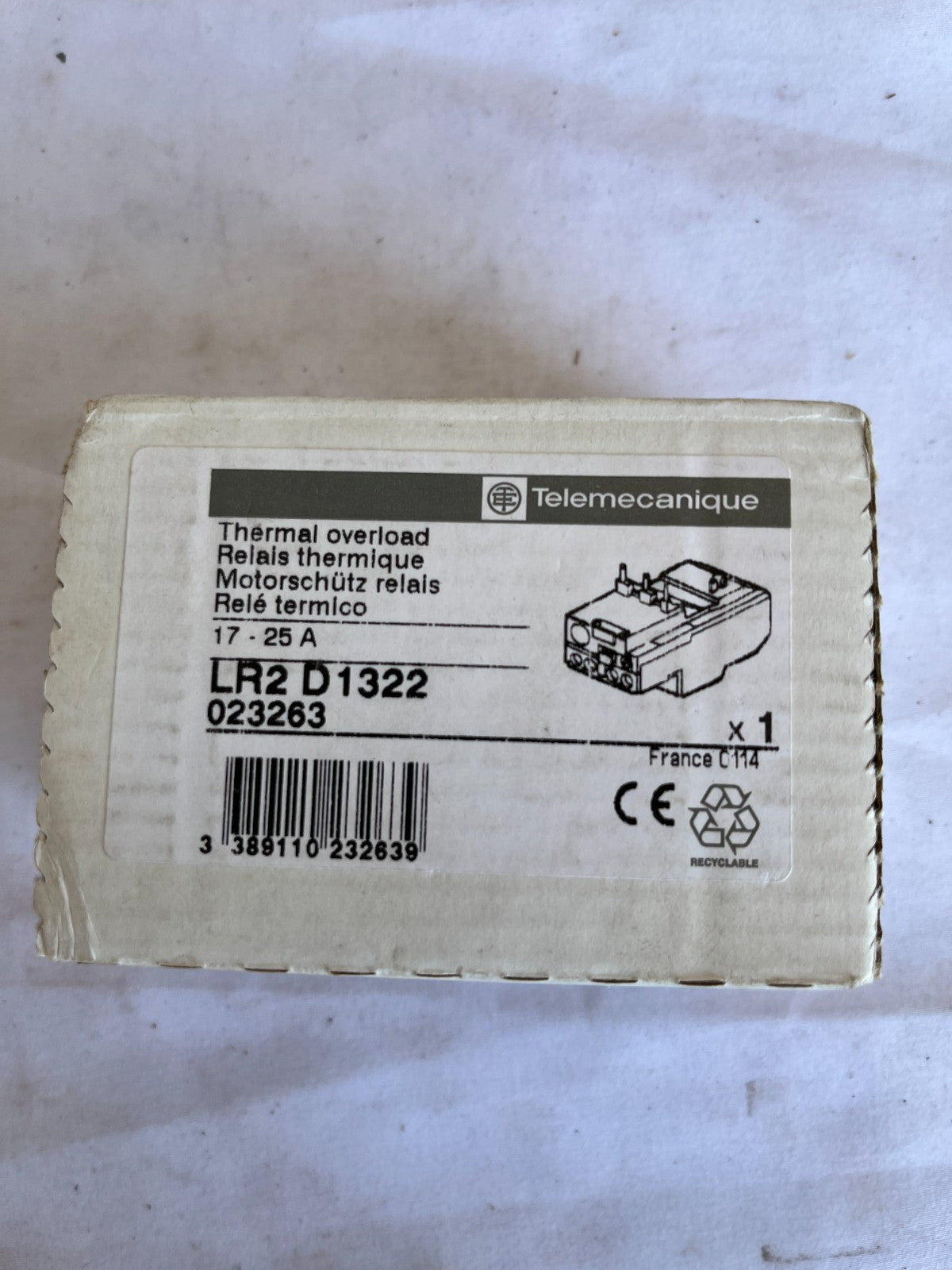 Telemecanique LR2 D1322 Thermal Overload Relay 17-25A New Spare Unit