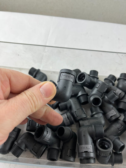 PMA 90 Degree Elbow Conduit Fitting Male Thread Black Lot Bundle Used