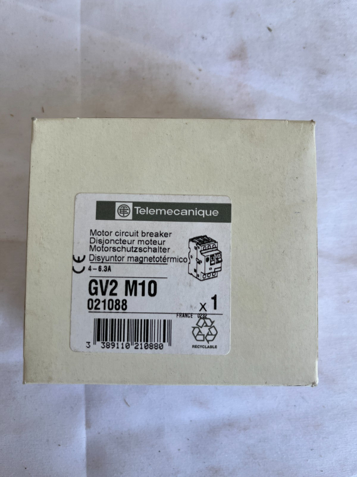 Telemecanique GV2 M10 Motor Circuit Breaker 4-6.3A New Spare Unit