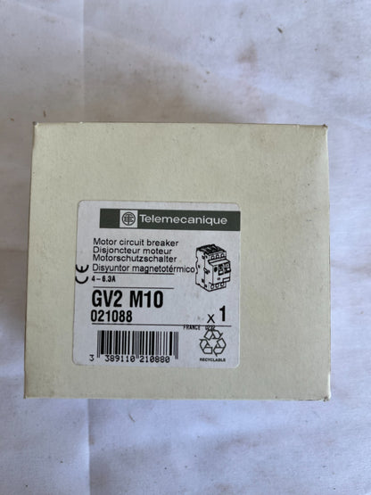 Telemecanique GV2 M10 Motor Circuit Breaker 4-6.3A New Spare Unit