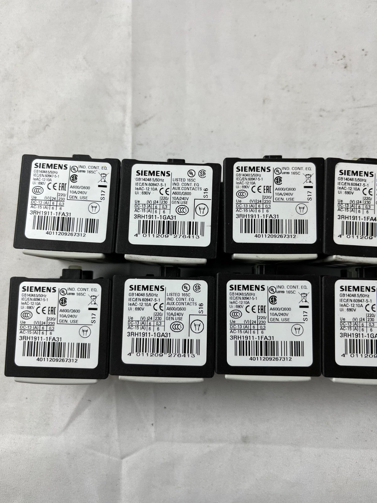 Siemens 3RH1911 Aux Contact Block 10A 240V IEC Used Lot 10 Mixed Models Spares