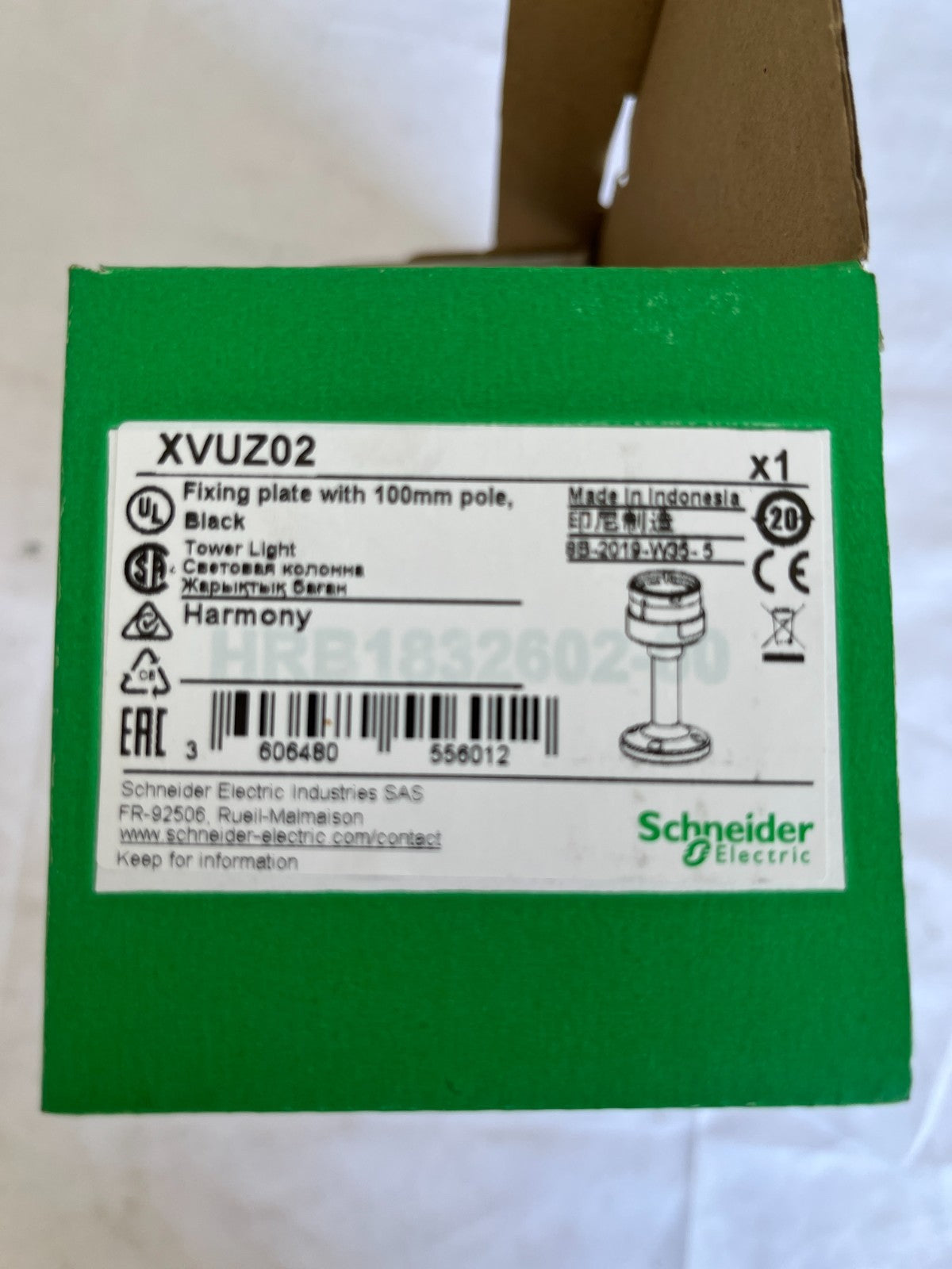 Schneider Electric XVUZ02 Harmony Fixing Plate 100mm Pole Black New Spare