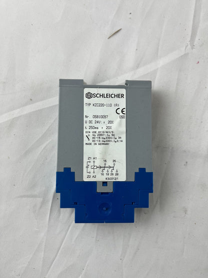 Schleicher KZC220-110 A Time Delay Relay NEW 24V DC 250ms Socket Germany Made