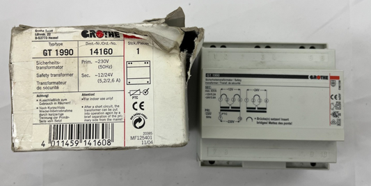 Grothe GT 1990 Safety Transformer 12/24V 5.2/2.6A Model 14160 New Open Box