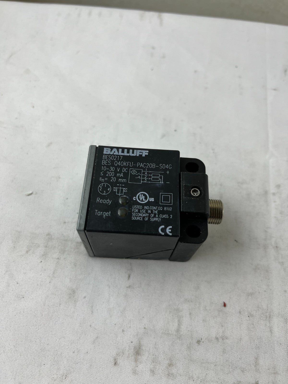 Balluff BES0217 BES Q40KFU-PAC20B-S04G Inductive Sensor 10-30VDC 20mm Used