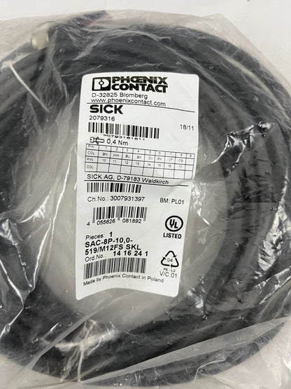 Phoenix Contact SAC-8P-10.0-519/M12FS SKL Sensor Cable 8-Pin M12 Female 10m SICK