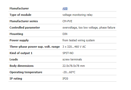 ABB Module 1SVR550870R9400 voltage monitoring relay 185÷265VAC; DIN SPST-NO IP20