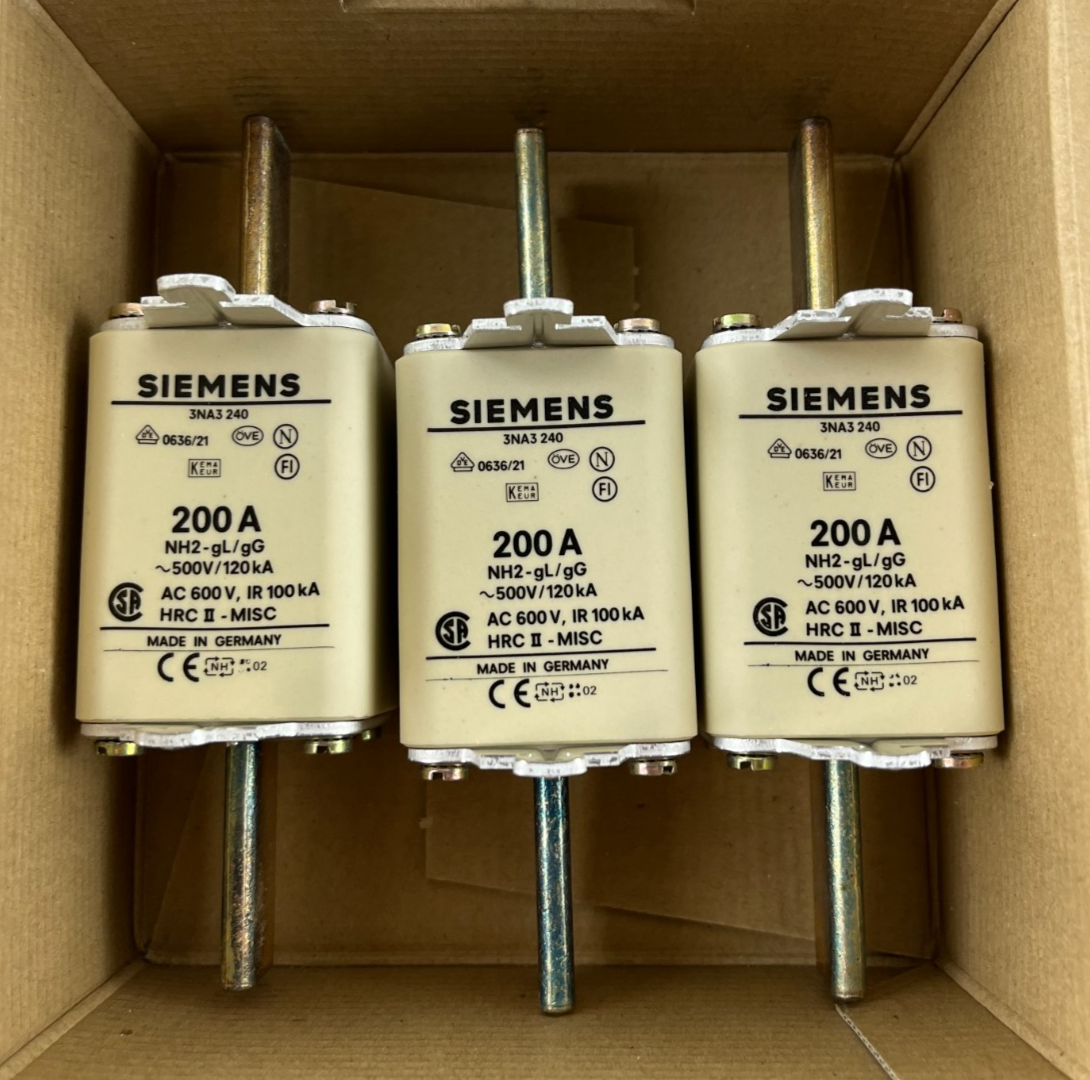 Siemens 3NA3 240 NH2 200A 500V gG LV HRC Fuse Links Box of 3 New Spare