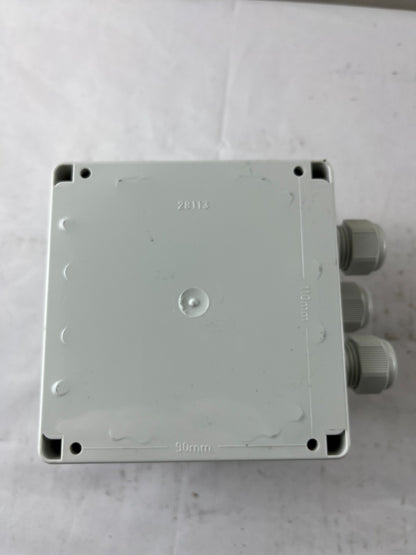 Industrial Junction Box 110x90mm Clear Lid 3x Cable Glands Used Spare Unit
