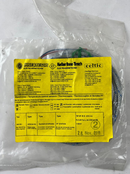 Ihne & Tesch TEF SP Thermocouple Type L Ø40‑60 mm Pipe Clamp Sensor 2m Cable