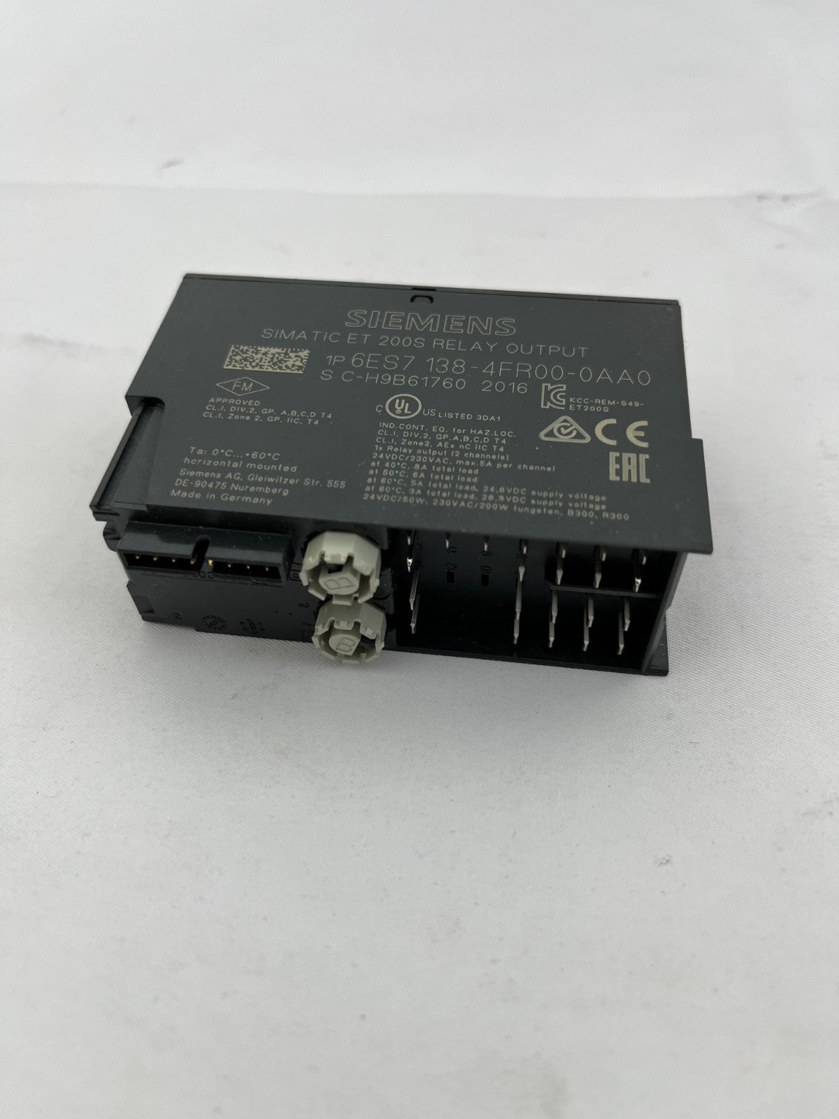 Siemens SIMATIC 6ES7138-4FR00-0AA0 ET 200S Relay Output Module 24VDC/AC 230V 5A