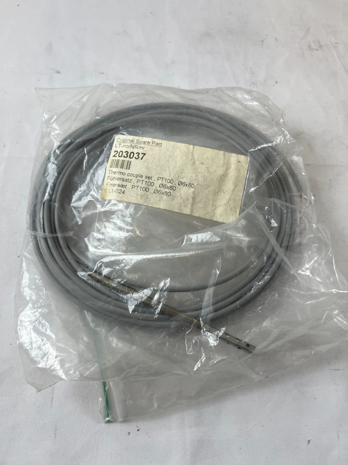 PT100 Temperature Sensor Probe Ø6x80mm 5m Cable Industrial RTD New Unit