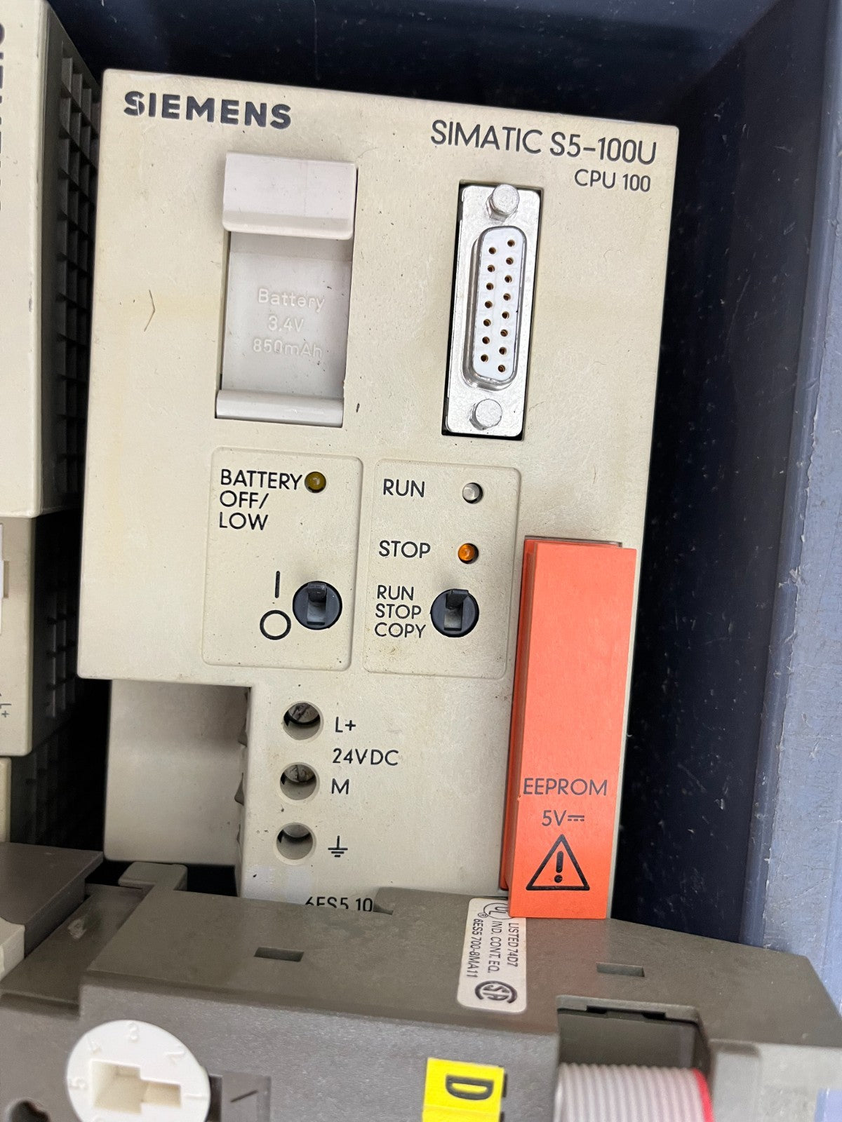 Siemens S5-100U CPU 100 PLC Bundle Power Supply, Bus, Digital/Relay I/O Modules