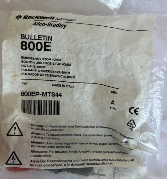 Allen-Bradley 800EP-MTS44 Bulletin 800E 40mm Emergency Stop New Spare Unit