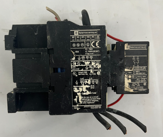 Telemecanique 40A AC Contactor w/ LA1 DN11 Auxiliary Block – 3-Pole, 1NO/1NC