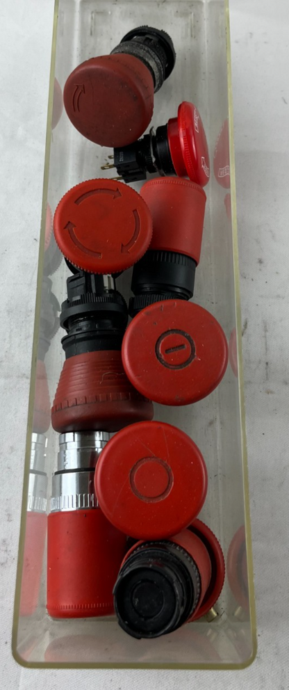 Industrial Emergency Stop Push Button Switches 22 Mm Red Mushroom Lot, Used