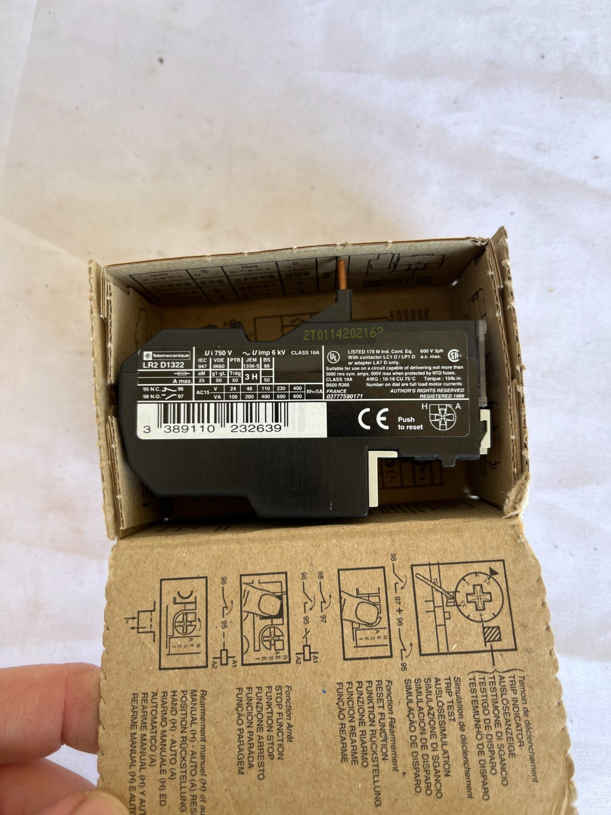 Telemecanique LR2 D1322 Thermal Overload Relay 17-25A New Spare Unit