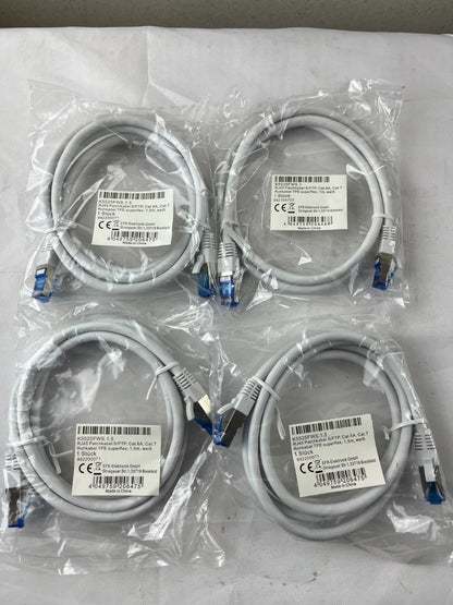4x EFB K5525FWS NEW Cat.6A S/FTP Patch Cable 1.5m White 10 Gigabit Ethernet