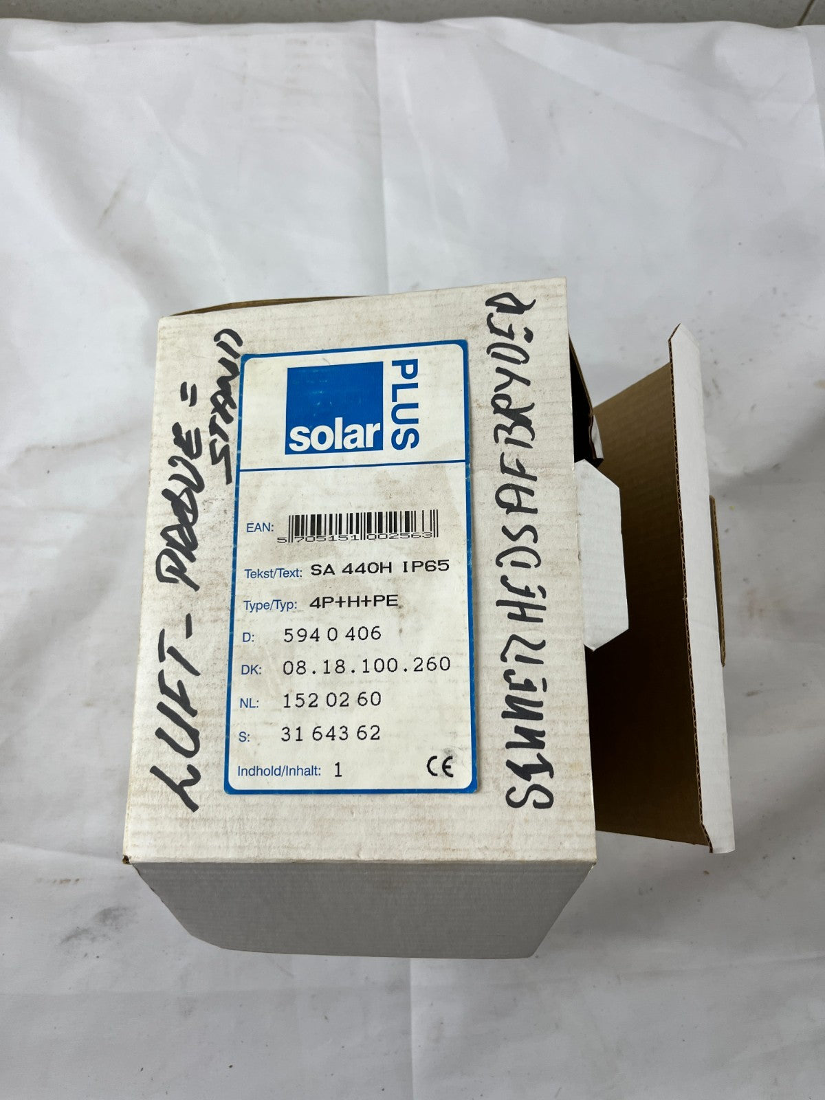 Solar Plus SA 440H IP65 4P+H+PE Safety Isolator Switch 40 A New Spare Unit