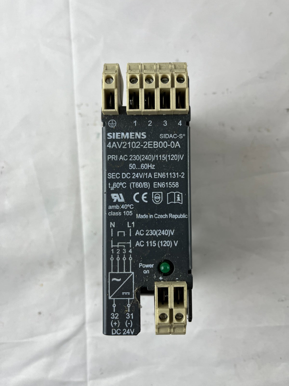 Siemens SIDAC-S 4AV2102-2EB00-0A Power Supply 24V DC 1A 115/230V AC Used Spare