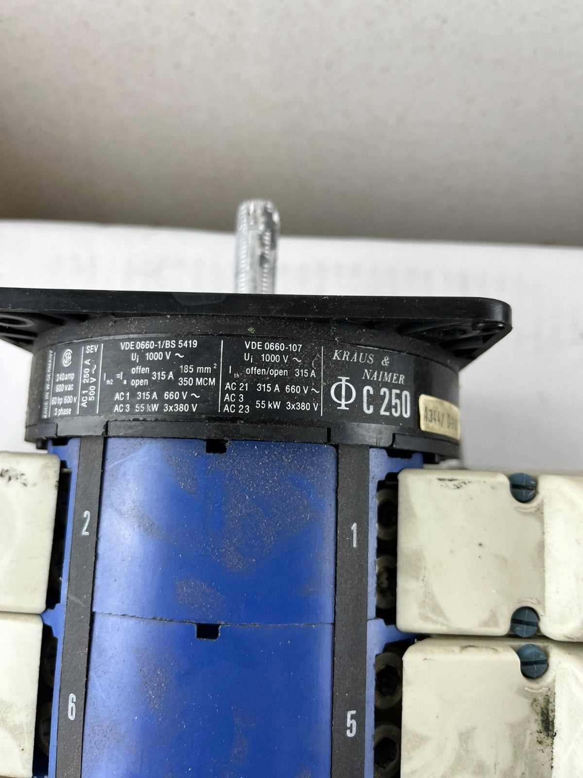 Kraus & Naimer C250 Rotary Cam Load Break Switch 240A 600VAC 3‑Phase Used