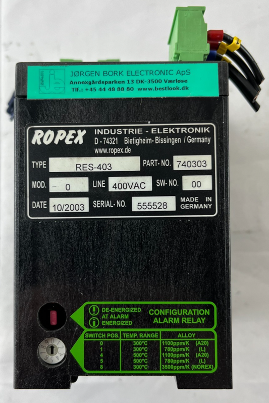 Ropex RES-403 Temperature Controller 400VAC Resistron Heat-Seal Controller Used